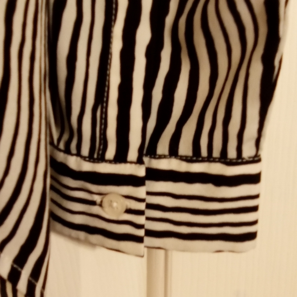 Black and White Striped Blouse with Classic Collar By Jasmine & Juliana - Picture 2 of 4